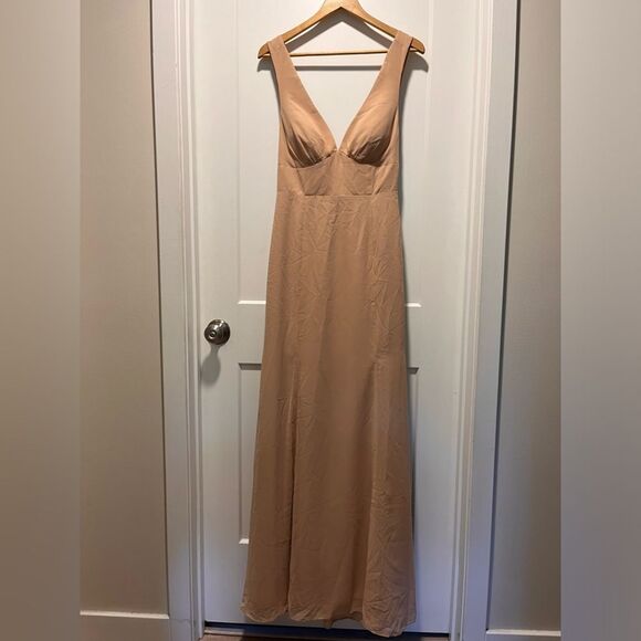 AZAZIE Women's Party Chiffon Princess Maxi Dress Christiana Beige - Picture 4 of 7